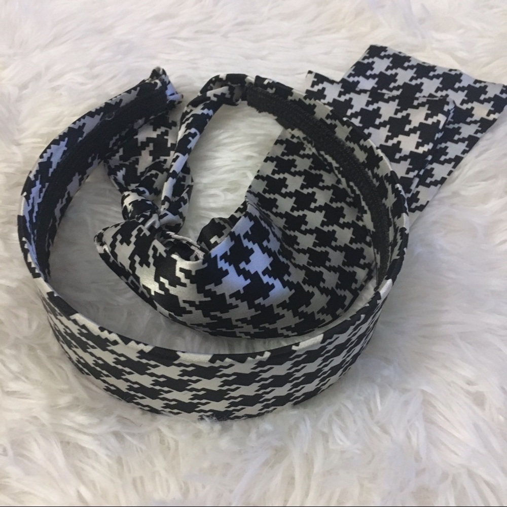 Houndstooth Headband with satin ties